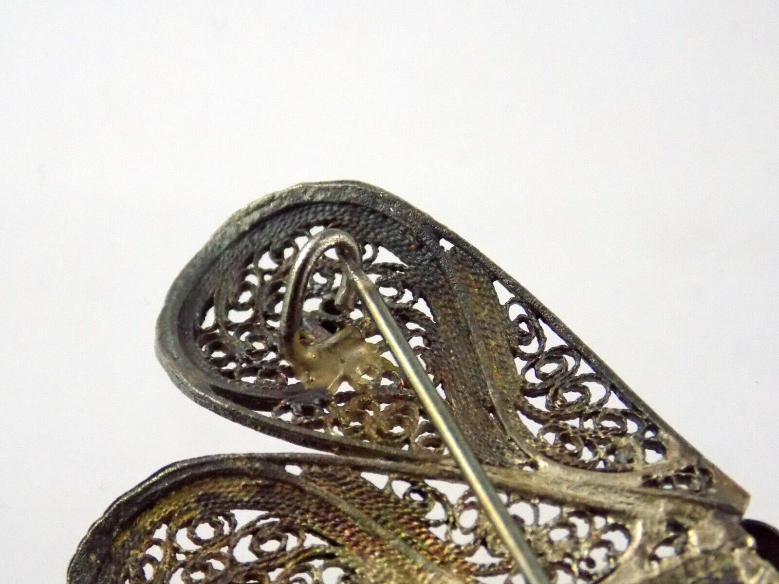 Vintage Unmarked 800 Silver Filigree Butterfly Brooch or Floral Pin 8.8 Grams
