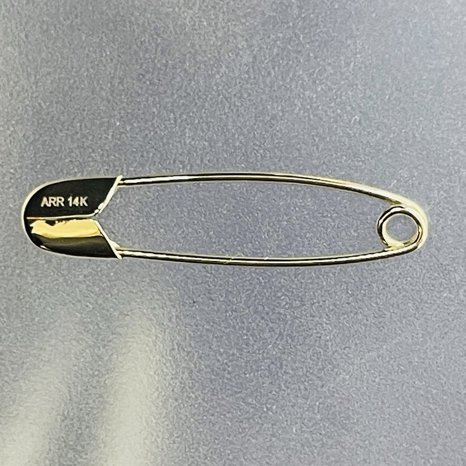 Solid 14K Yellow Gold Safety Pin Pendant 1.1” 28mm