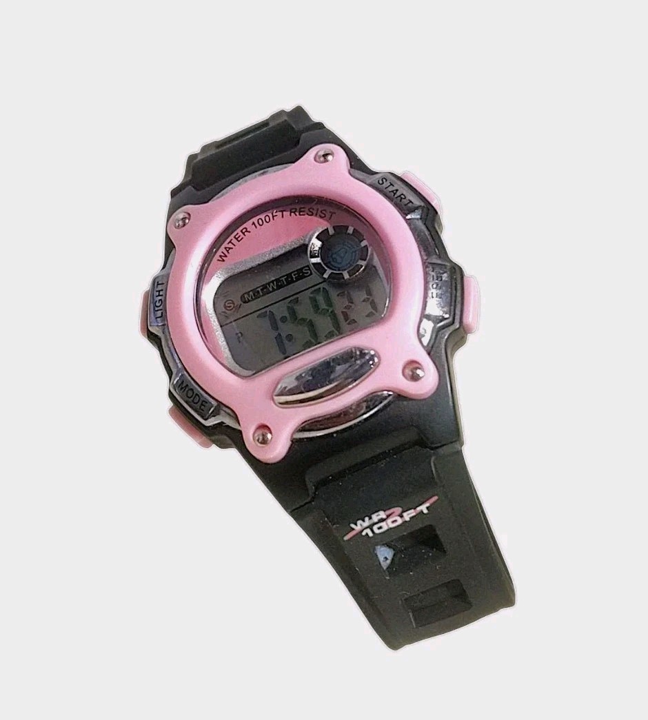 Vintage Ladies Digital Sports Watch WR 100ft (MISSING BUCKLE TONGUE & LOOPBAND)