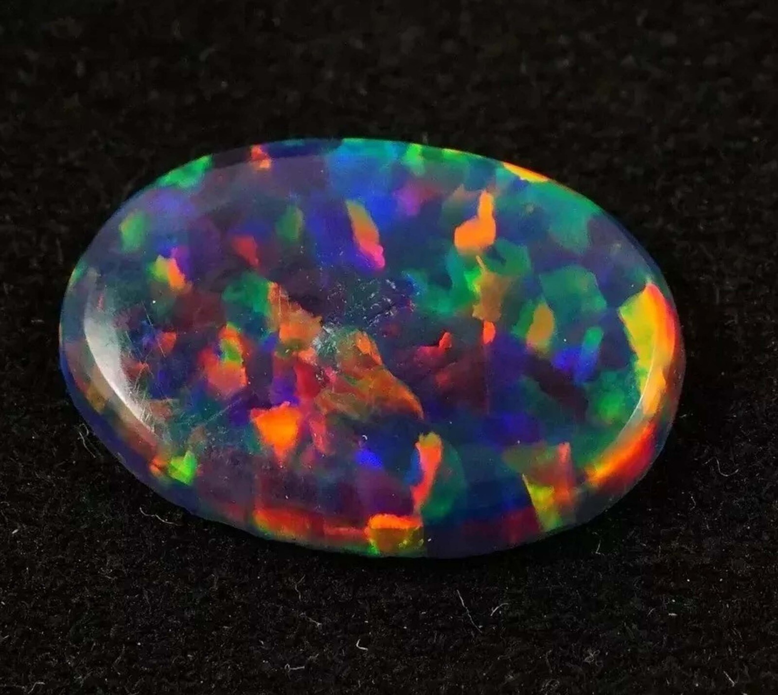 10.00Ct Australian Natural Black Fire Opal Oval Cabochon IGL Loose Gemstone 5DJU