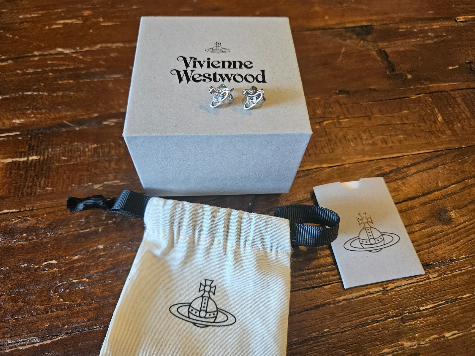 Vivienne Westwood Petite Orb Diamante Earrings Boxed