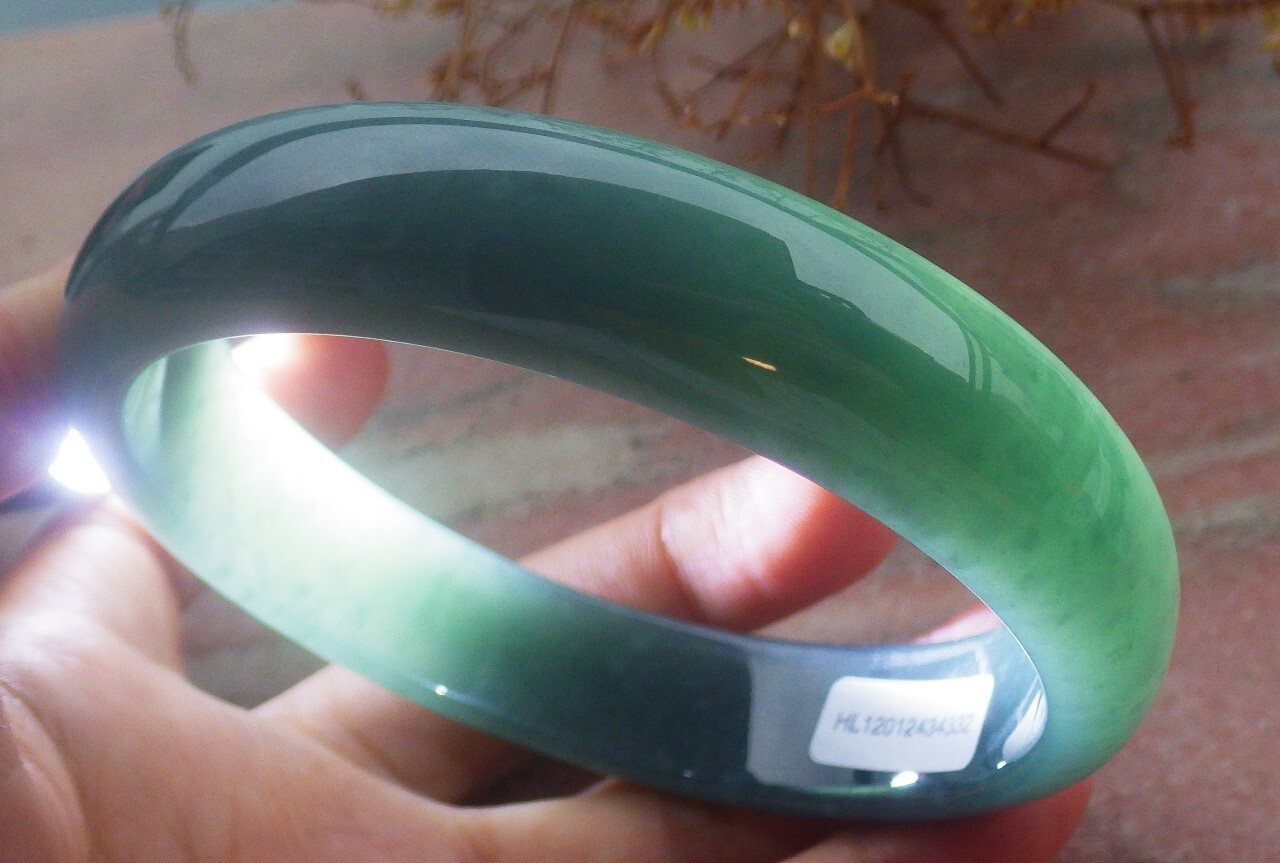 Video Certified Icy Green Natural A JADE Jadeite Bangle Bracelet 69mm 203073 AS