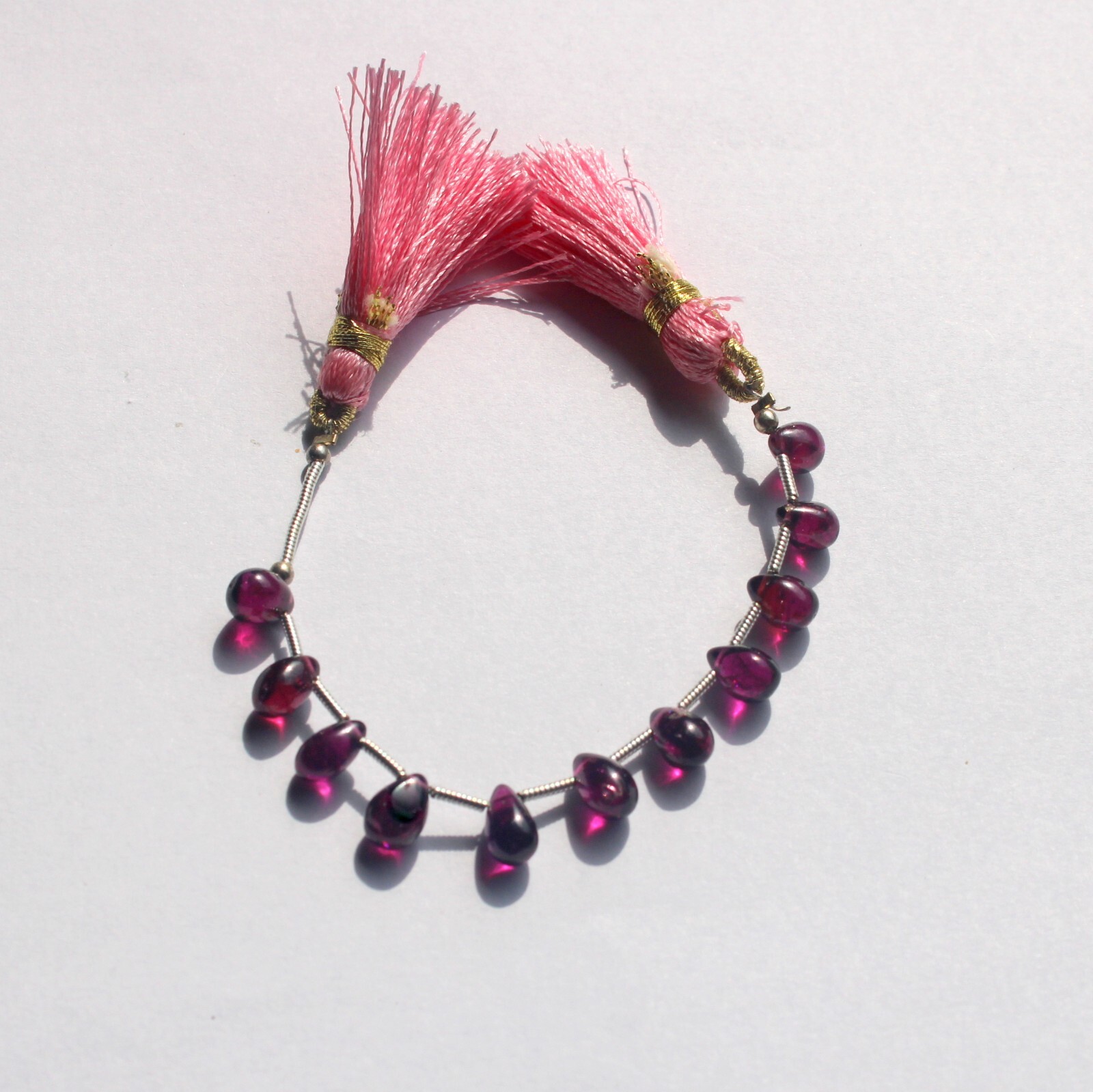 5×7-5×7.5 MM Natural Purple Pink Rhodolite Garnet Smooth Drops 4 Inch Beads