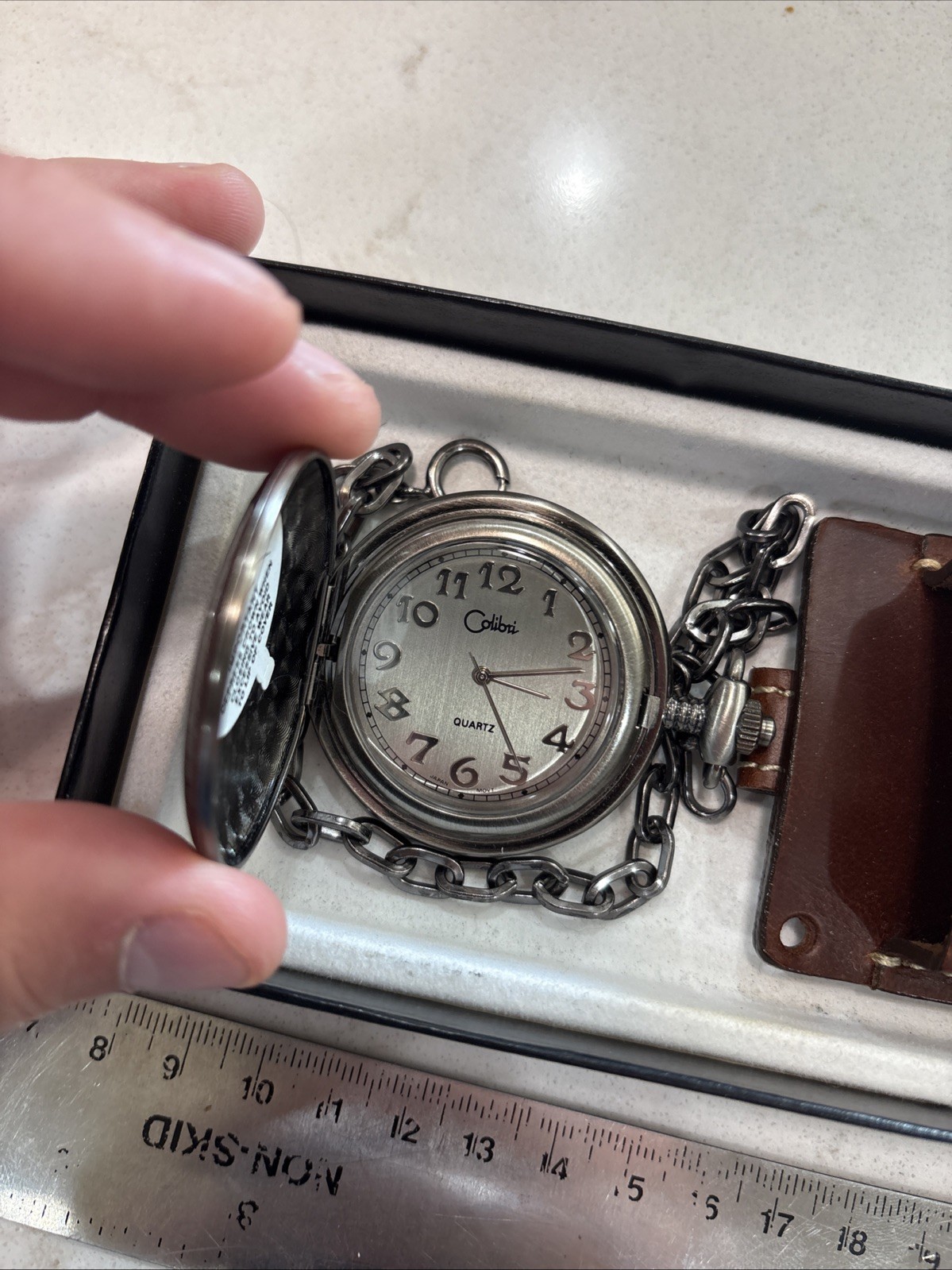 Colibri of London Pocket Watch with Case Pouch Chain NIB No Lid On Box