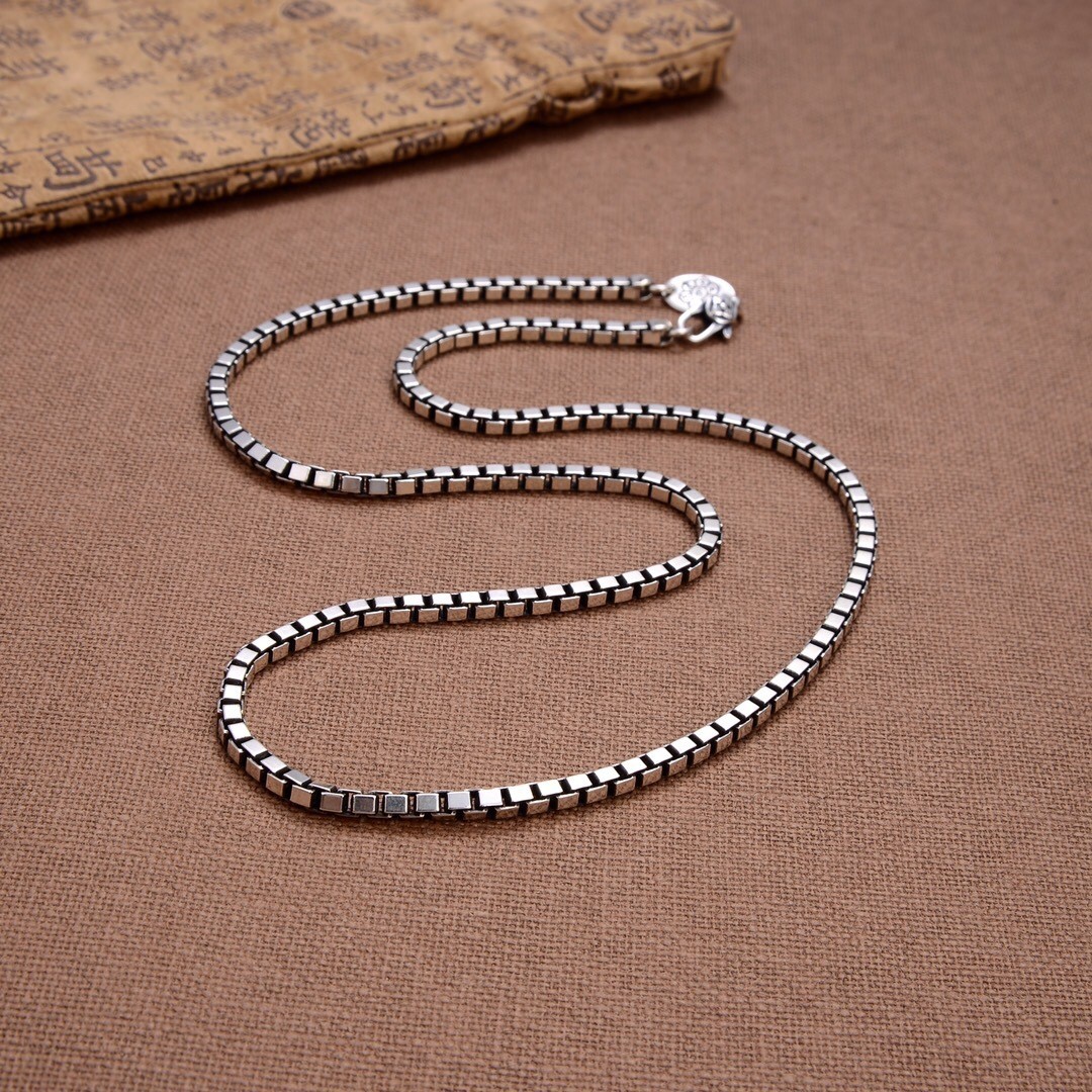 Real 925 Sterling Silver Chain For Women Men 4mm Box Link Necklace Bracelet