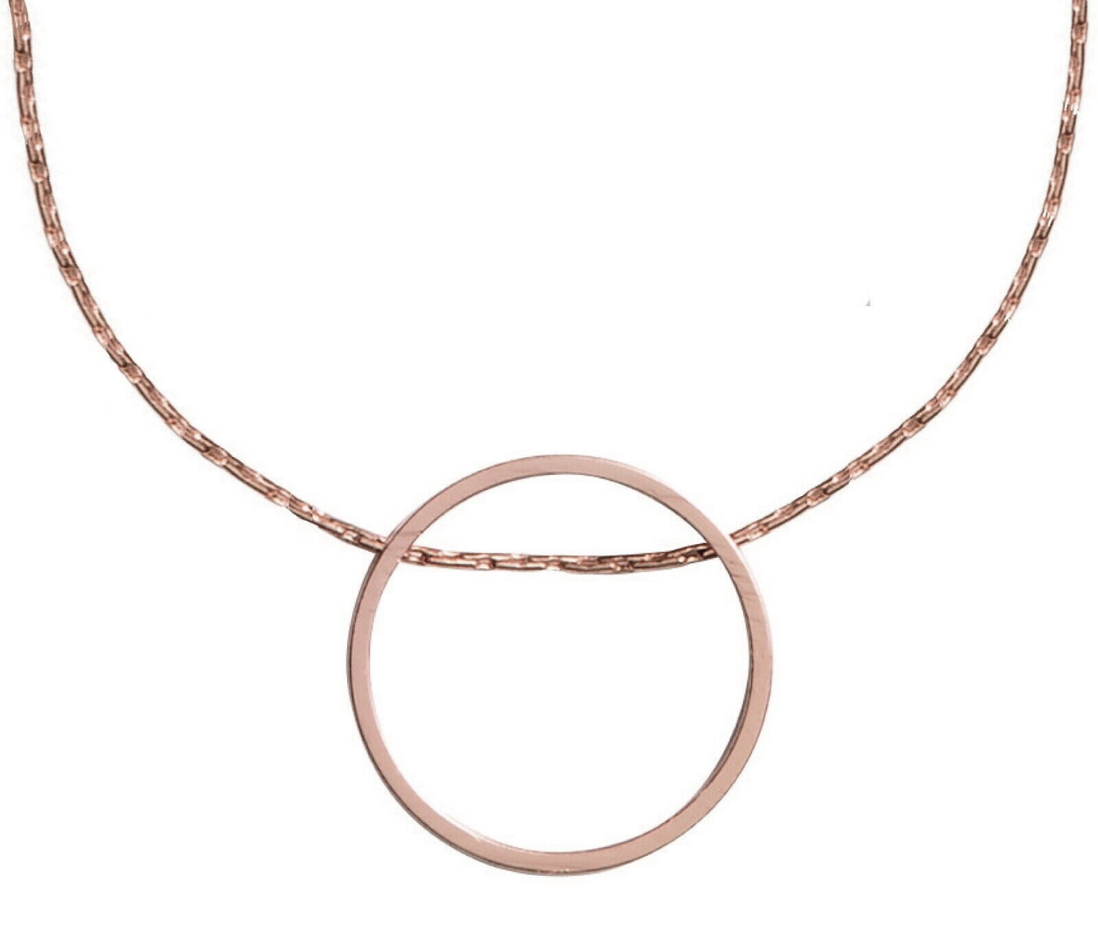Open RING Pendant NECKLACE Delicate 38cm ROSE GOLD Tone SNAKE CHAIN