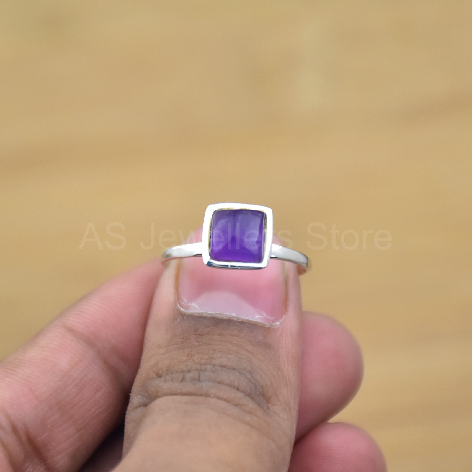 Amethyst Silver Ring, 925 Sterling Silver, Gems Jewelry for Girls, Dainty Ring
