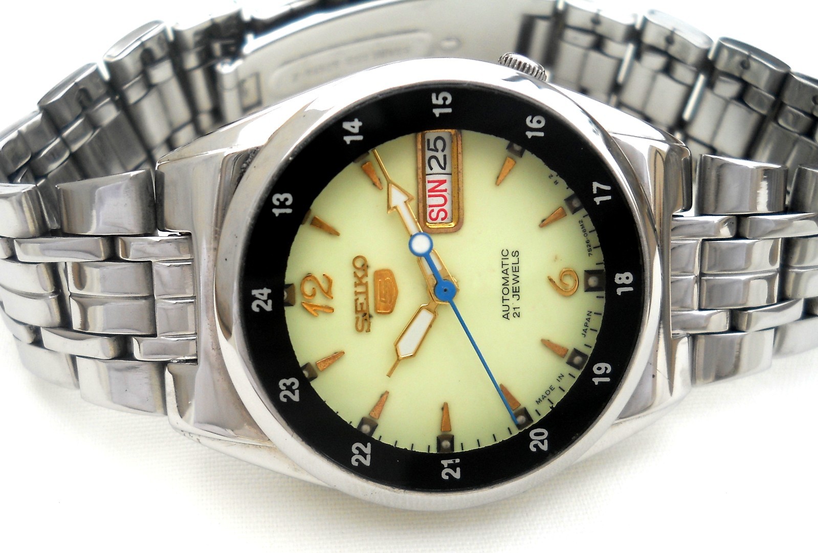 Rare Seiko 5 Military Railway Time See-Thru Caseback Full Luminous Watch Japan