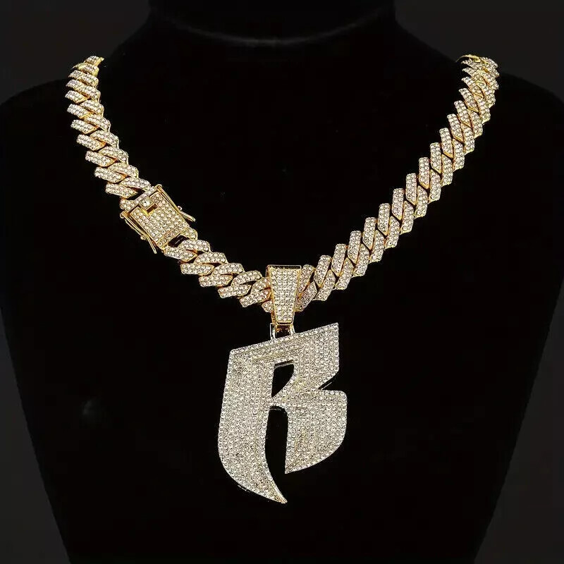 Ruff Ryder Pendant & 18″ 20″ 24″ Iced Cubic Zirconia Chain Hip Hop Necklace