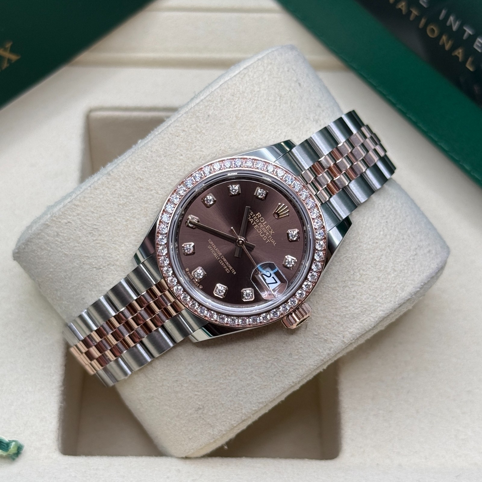 Rolex Lady-Datejust NEW 2026 Chocolate Diamond Dial Two Tone Rose Gold Diamond