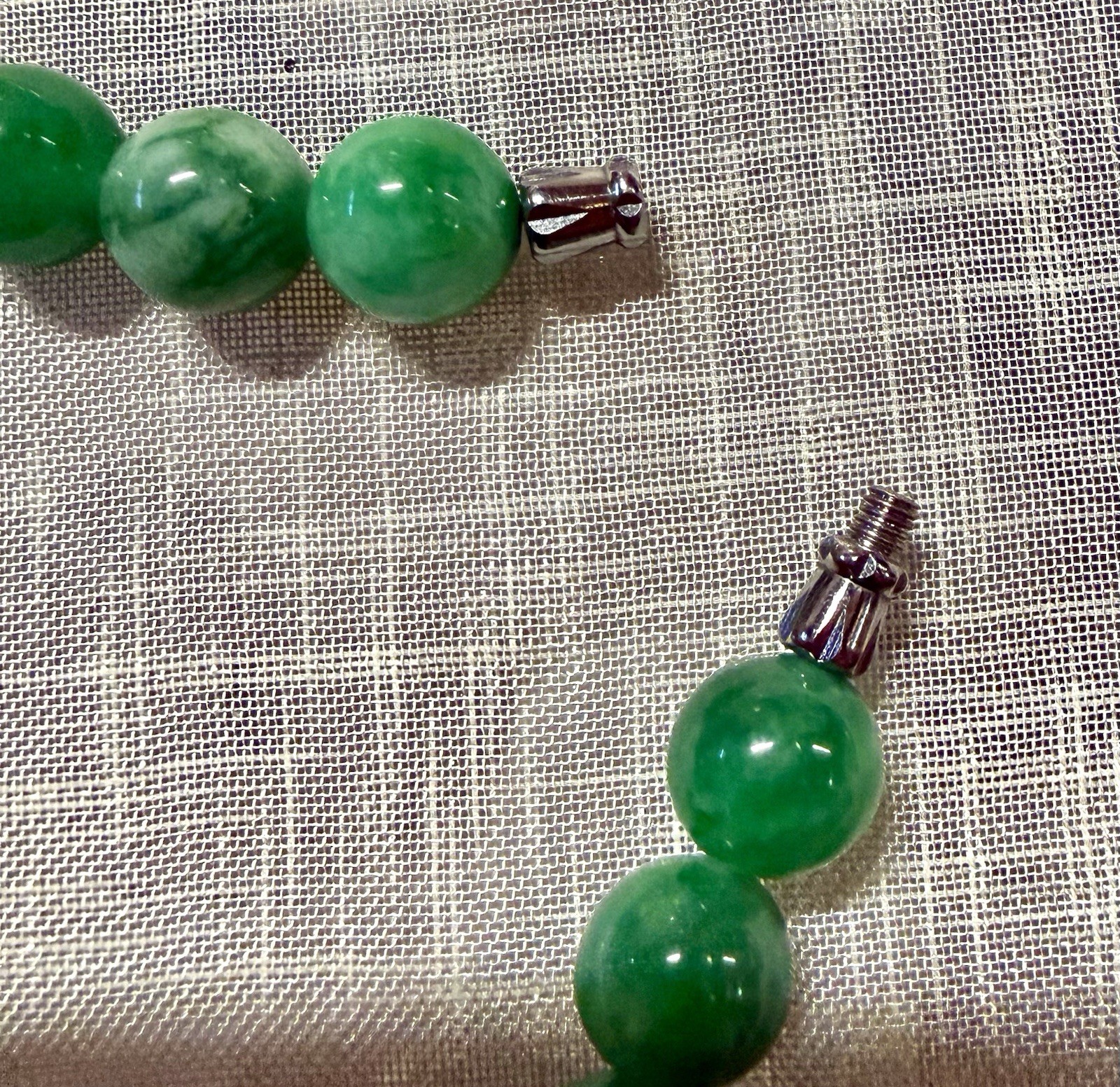 Vintage Green Jadeite Bead Necklace, Presidium Tested, Approx. 18 Inches