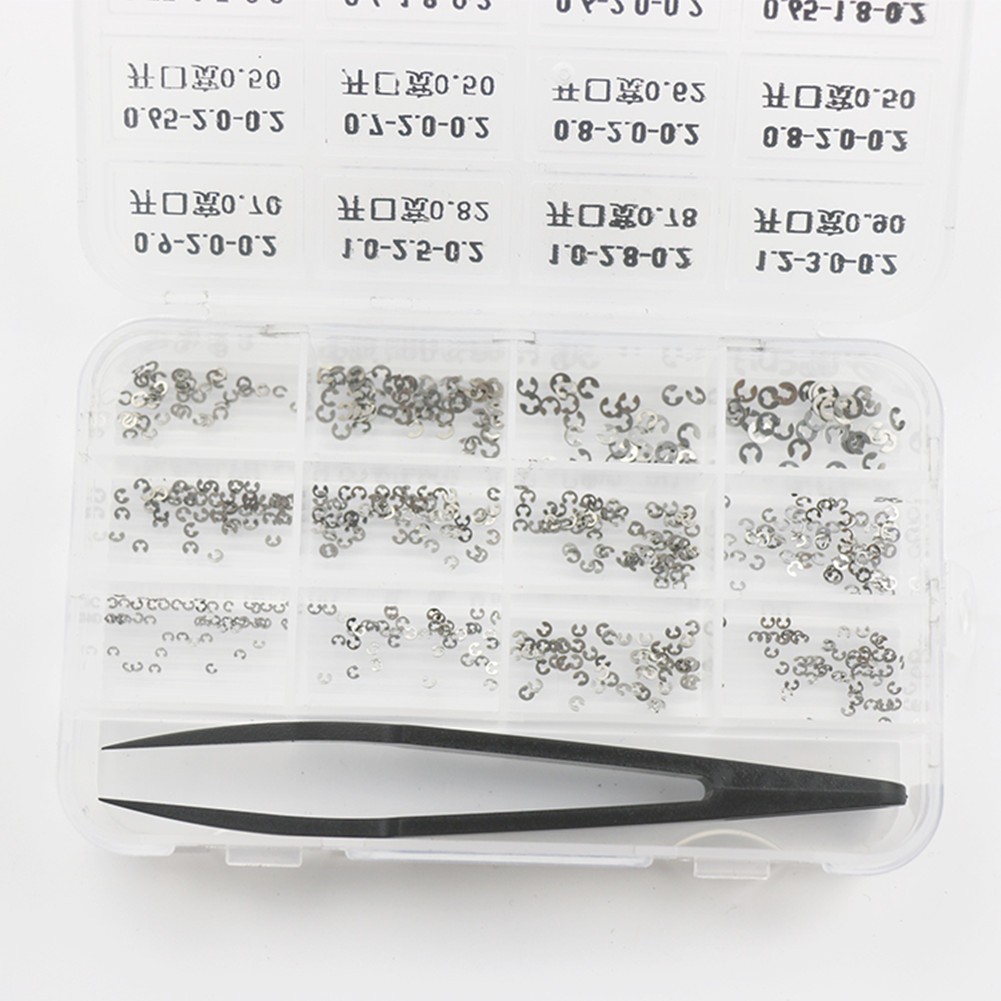 360Pack 0.2mm 12 Sizes Watch Circlip E-Clips Snap Ring Latch Pusher Assortment