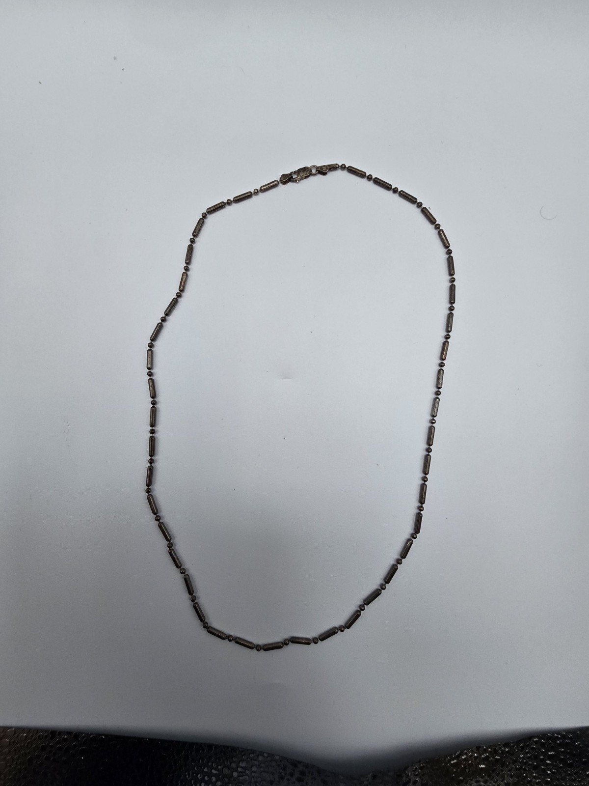 Vintage Sterling Silver Liquid Bar & Bead Ball Chain Necklace 925 Italy Heavy…
