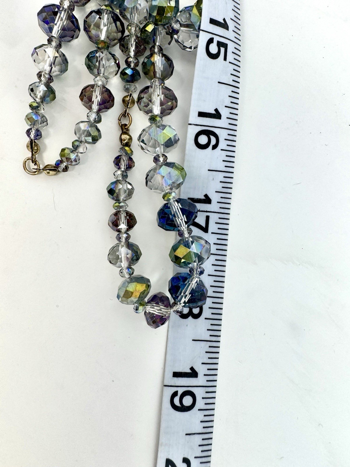 Vintage Triple-Strand Aurora Borealis (AB) Crystal Statement Necklace 36”