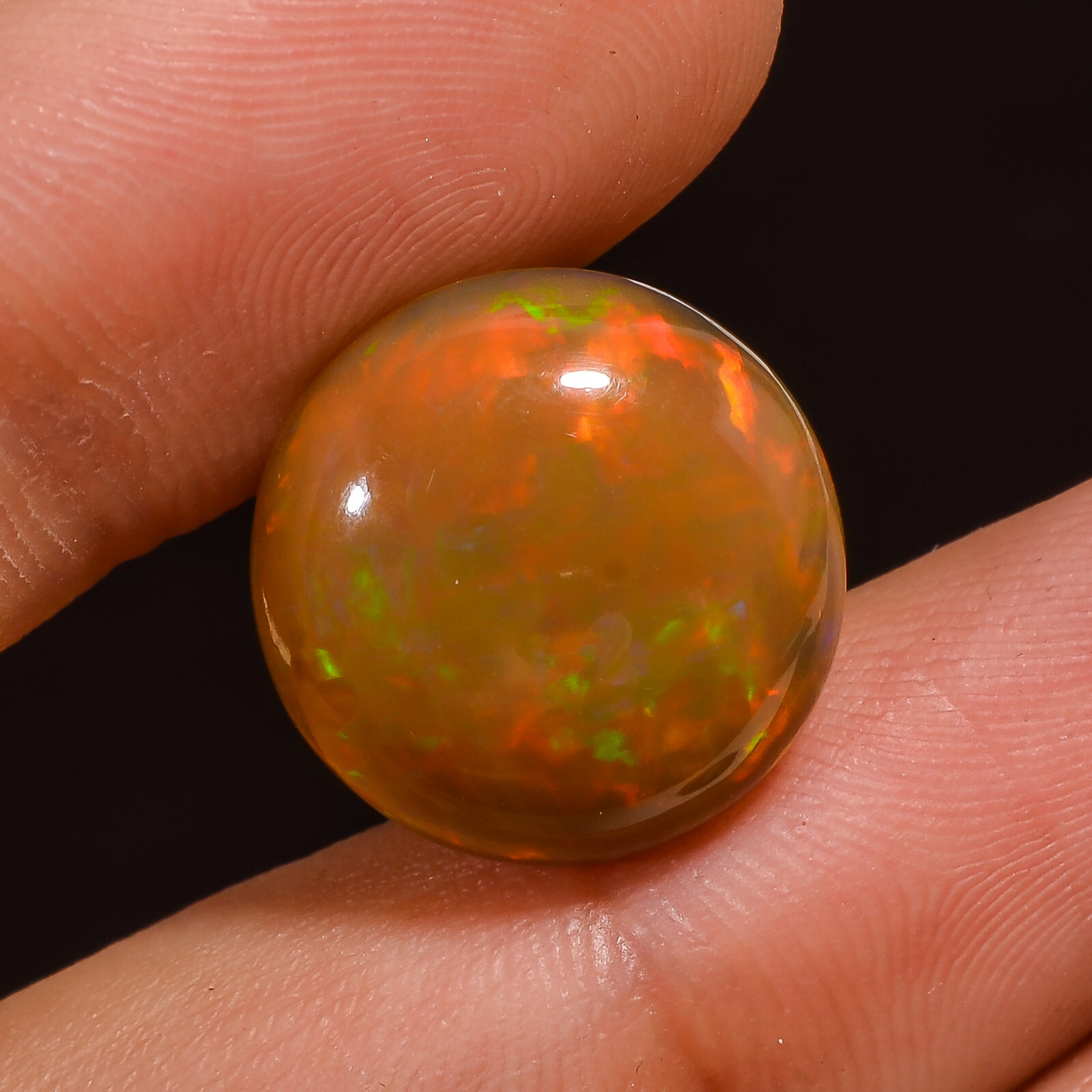 natural ETHIOPIAN OPAL round cabochon loose gemstone 6.15 Cts. (15x15x4 mm size)