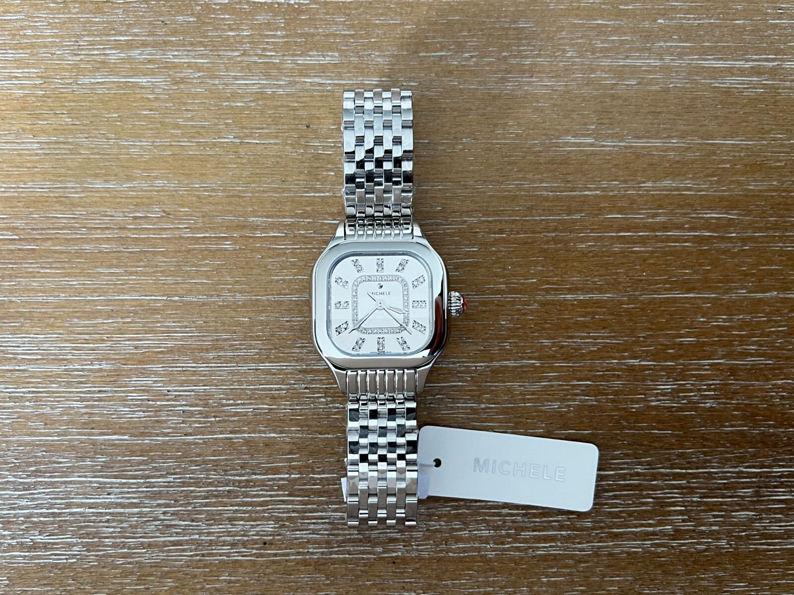 Michele Meggie High Shine Mirror Diamond Dial Stainless Steel Watch MWW33B000012