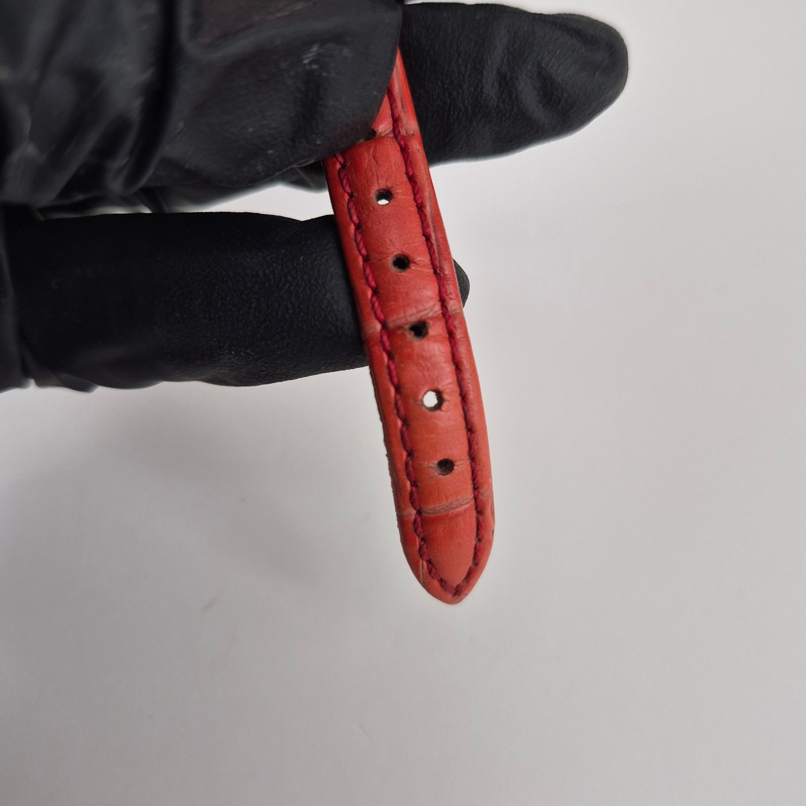 Stuller Vintage Diamond Mother of Pearl Watch Red Leather Strap F325417-1/LS