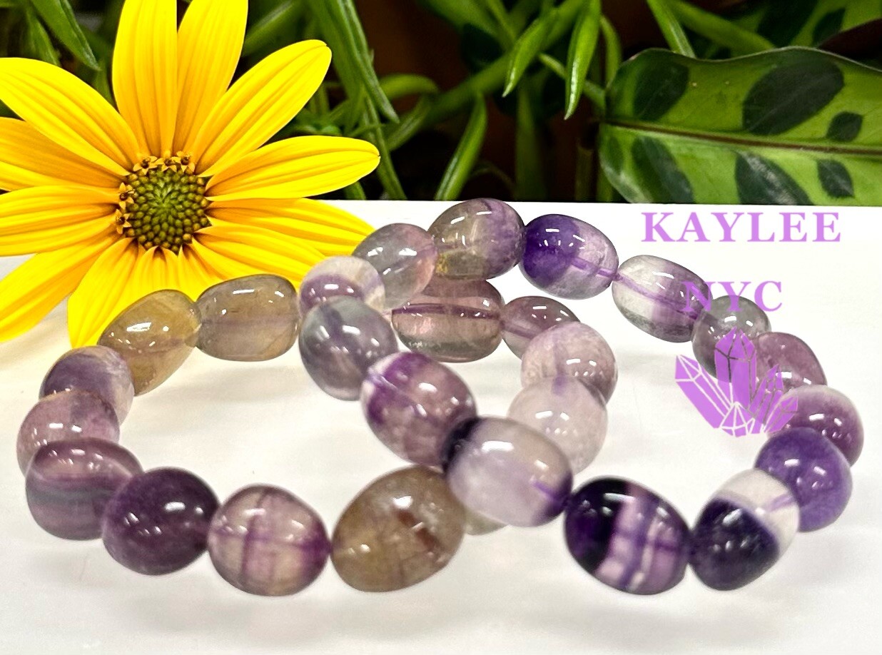 Wholesale 6 Pcs Natural Fluorite Tumble 7.5” Crystal Bracelet