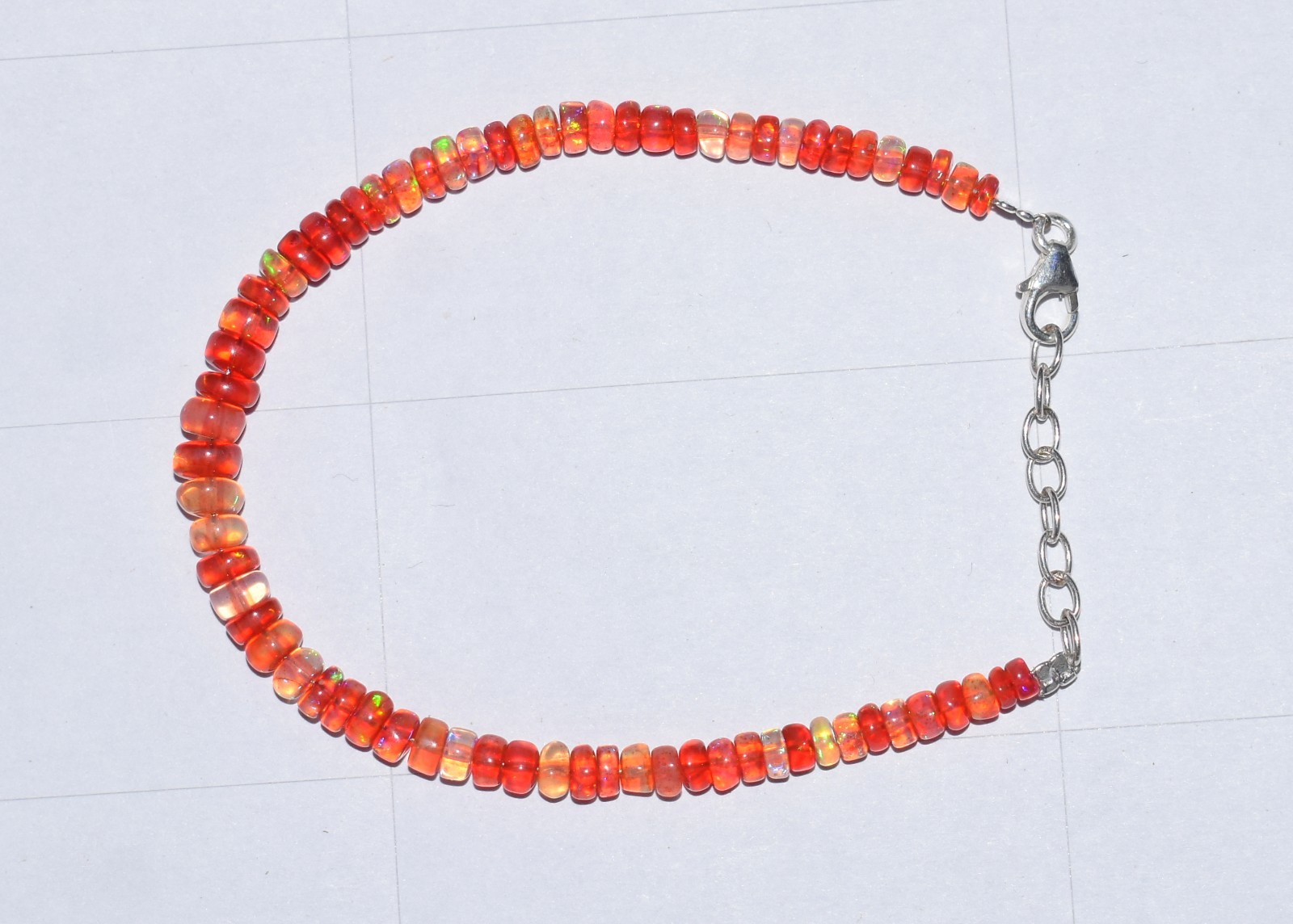 925 Sterling Silver Natural Ethiopian Opal Gemstone Beads 7.5”Bracelet AF0328