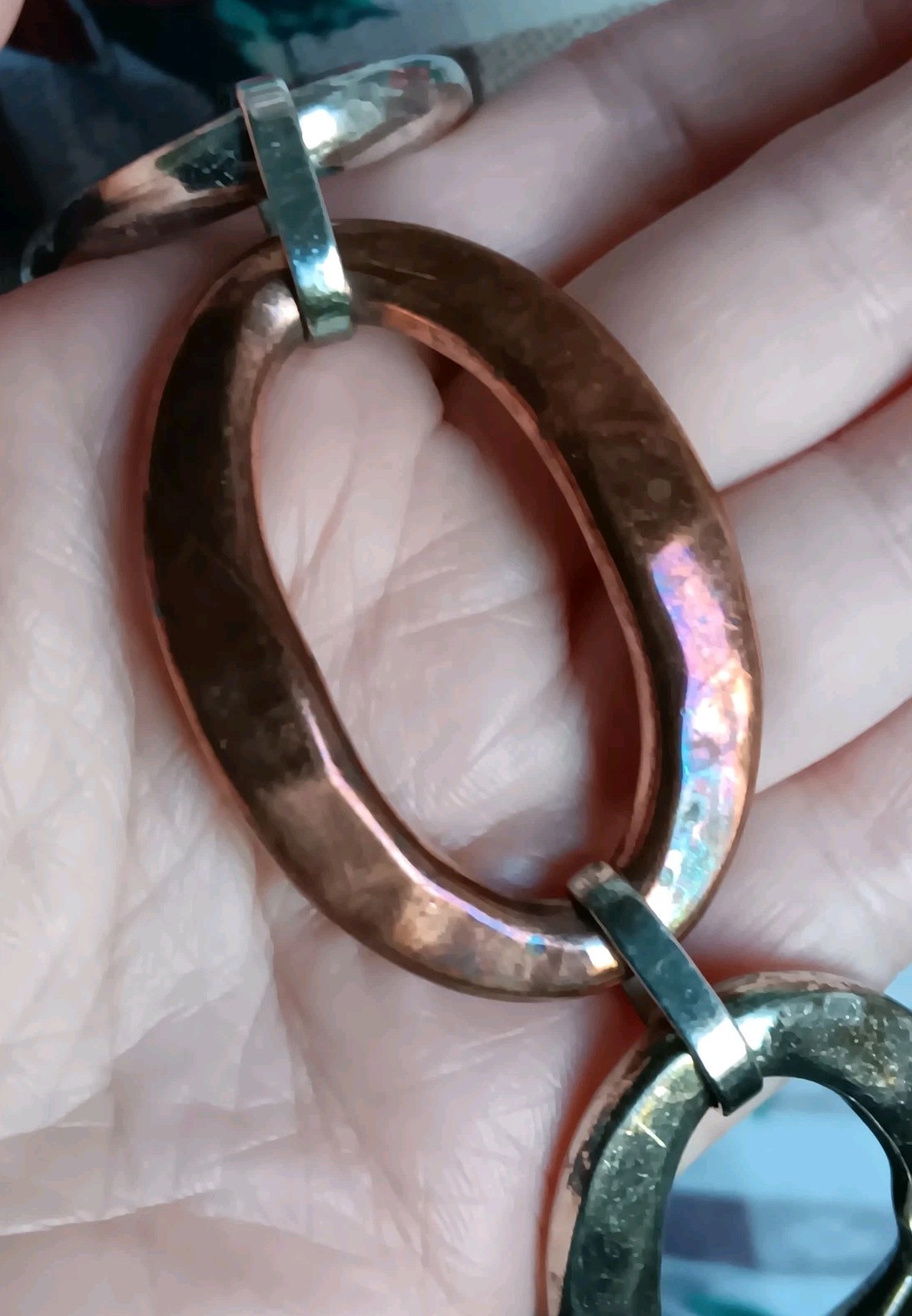 Rim Studio Sterling Silver Brass & Copper Large Link Bracelet 8″