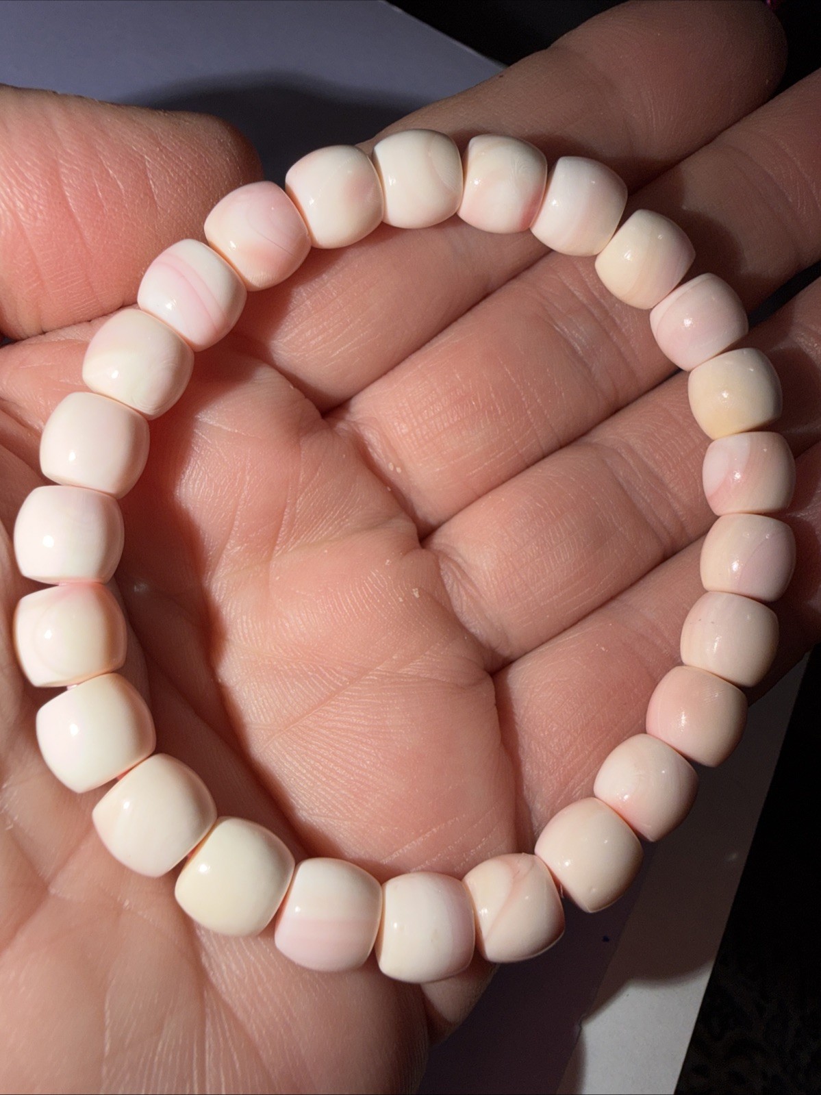 Genuine pink Conch shell Stretch bracelet 6.5 Inch Resting Size