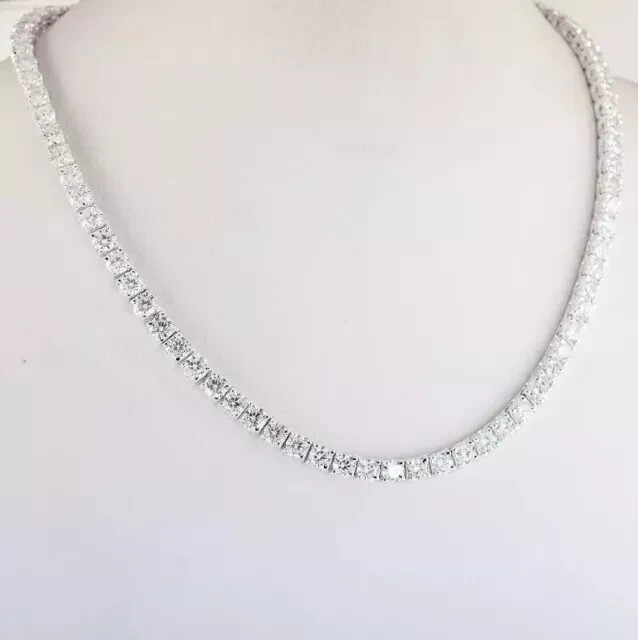 20Ct Gorgeous Lab Created Wh Diam Women’ Tennis Necklace 14K Wh Gold Plated 18 “