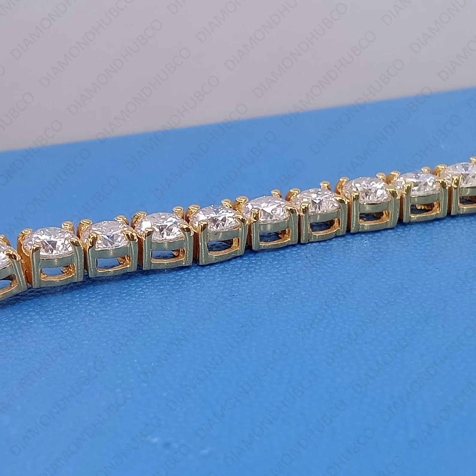 3mm Round Cut Moissanite 6 CTW Unisex Tennis Bracelet in 14K Yellow Gold Plated