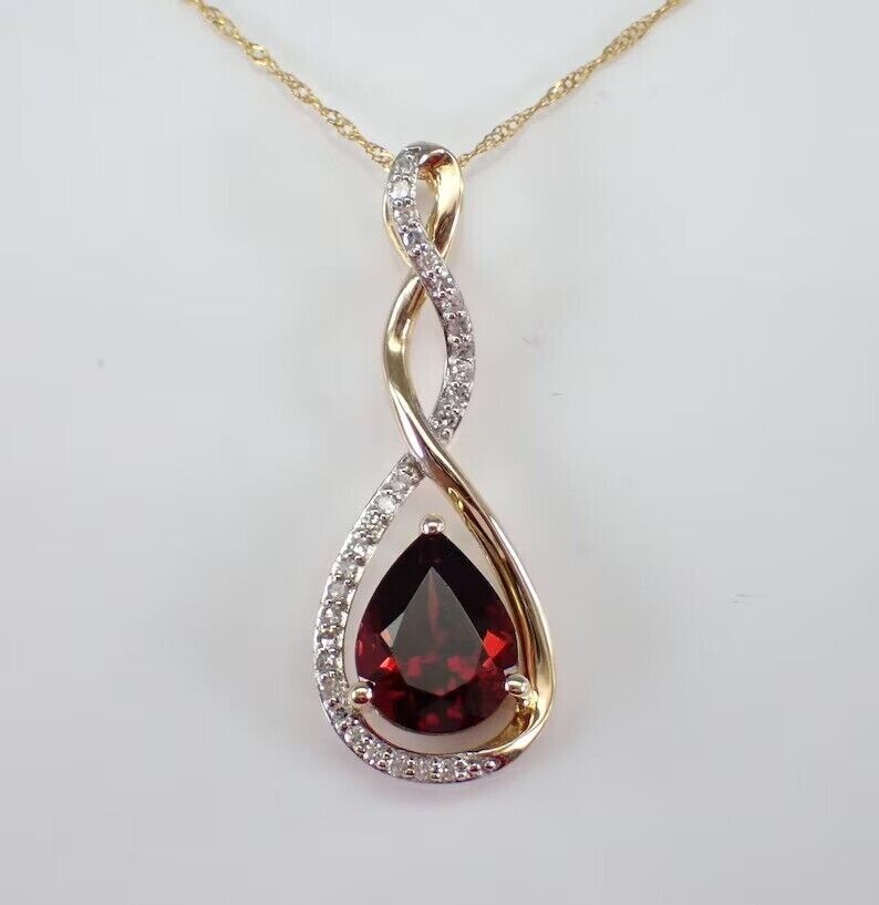 2Ct Pear Cut Simulated Red Garnet Fancy Charm Pendant In 14K Yellow Gold Plated