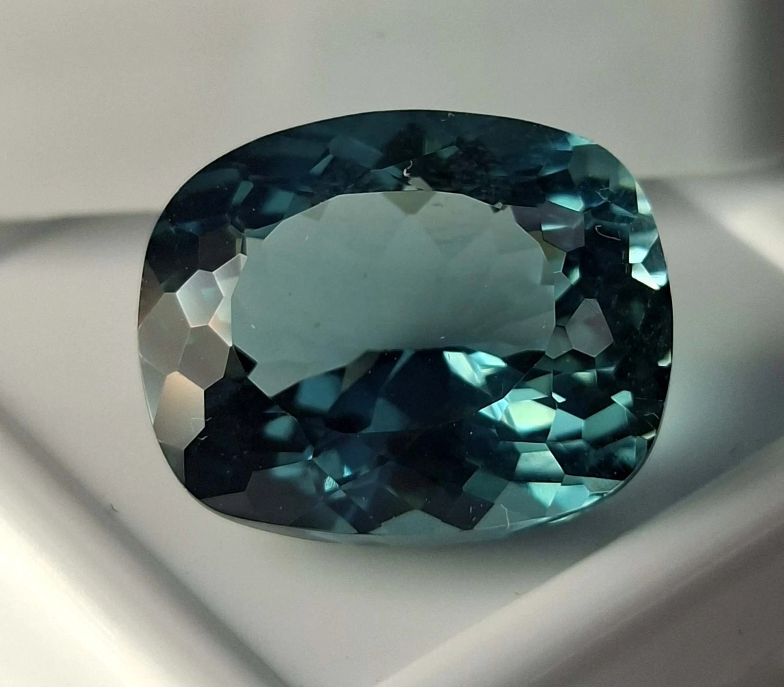 Exquisite Greenish Blue Tourmaline 10-12 Ct Natural Cushion Cut Certified Loose