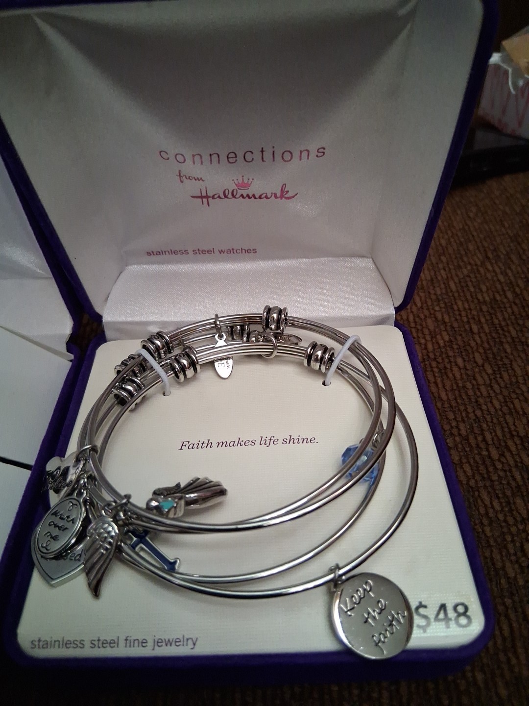 Connections From Hallmark Angel Pendant Necklace Faith Charm Bracelet Set Lot