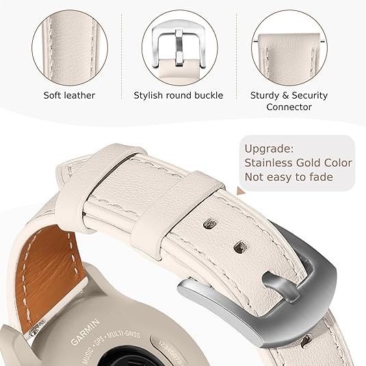 18mm Leather Watch Band Compatible with Garmin Venu 3S 41mm/Venu 2S/Vivoactiv…