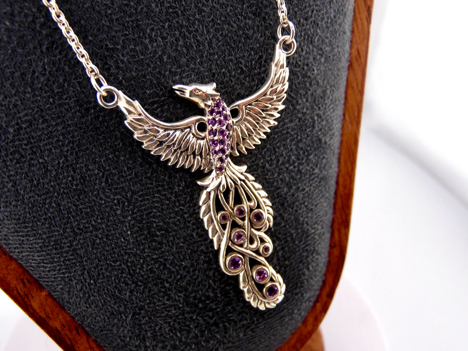 Peter Stone Sterling Phoenix Necklace Pendant “Honor Thy Flying Phoenix” 925