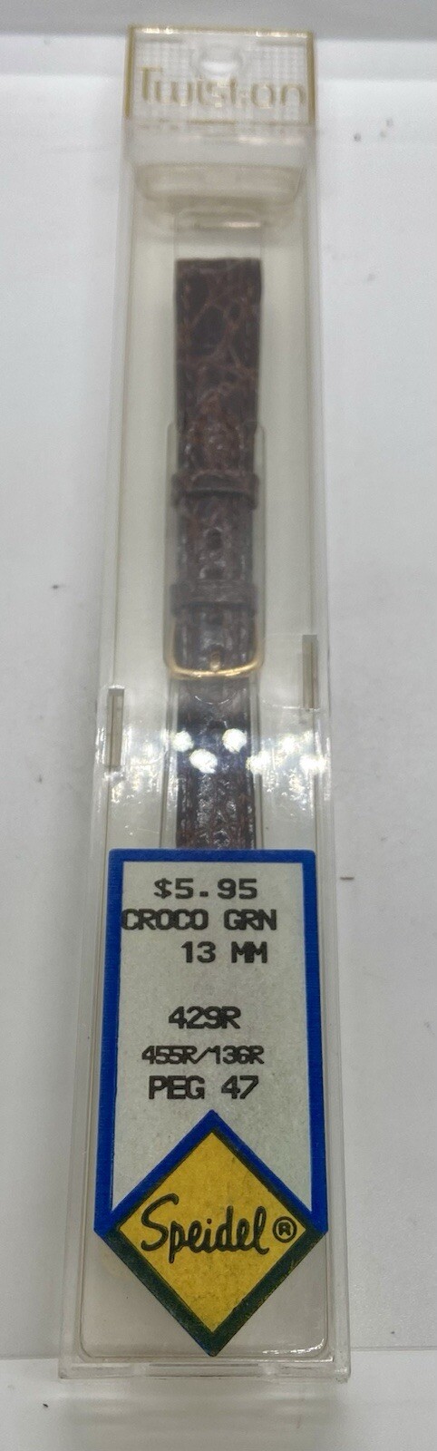 SPEIDEL Twist-on Leather Watch Band 13mm Brown Croco Grain With Spring Bars
