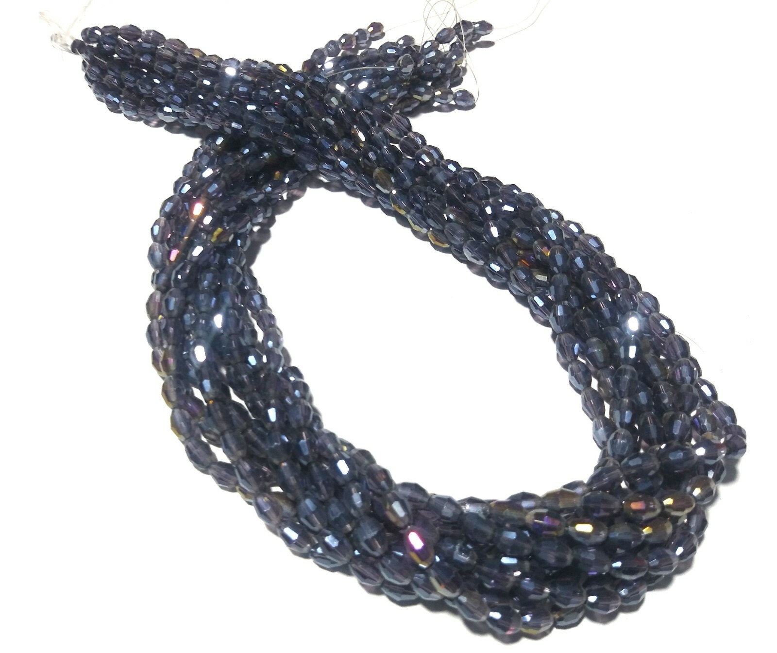 5 Strand Mystic iolite Quartz Barrel Faceted 4x6mm Hydro Loose Beads 12″inch