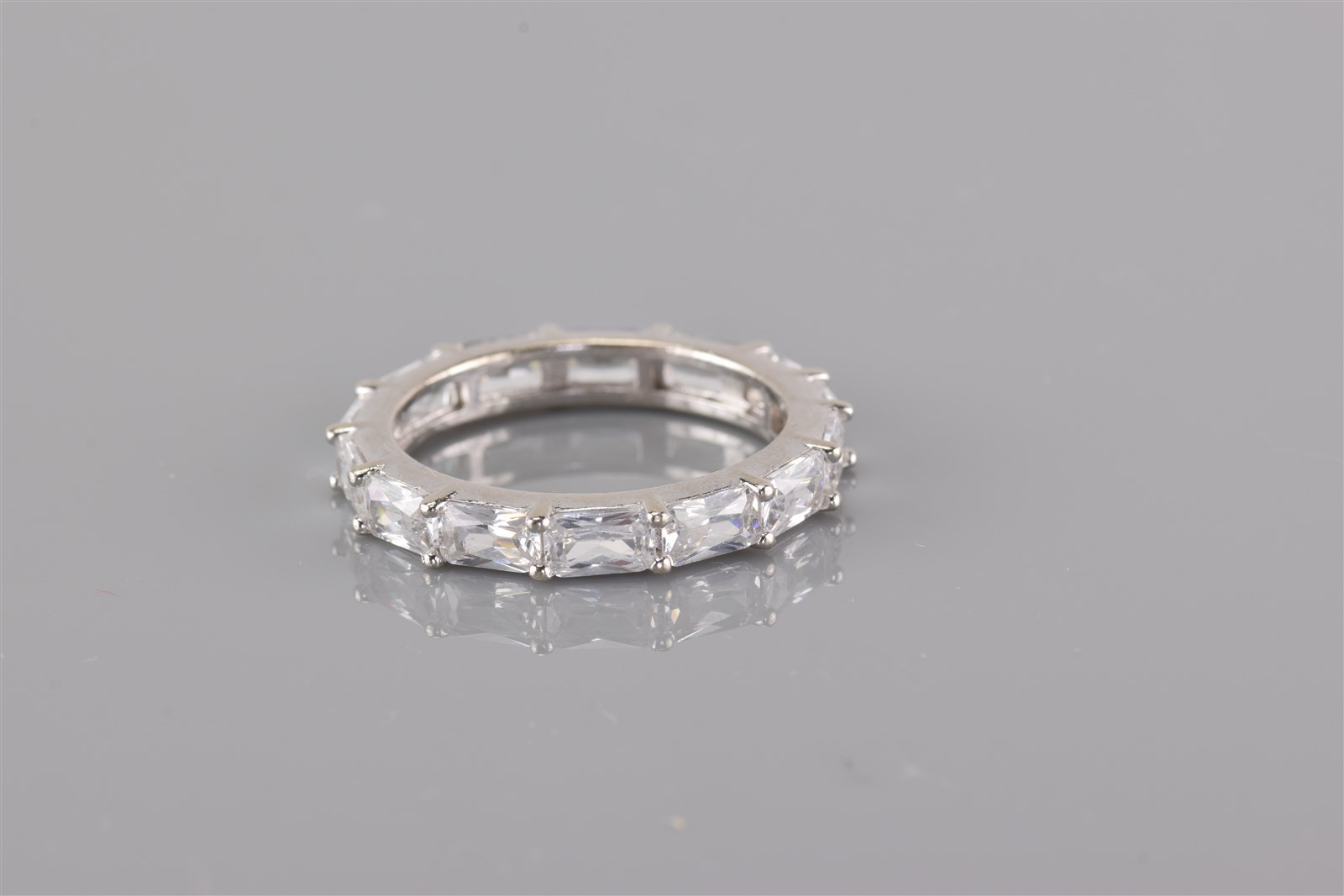 Fuzion Creation Sterling Silver Baguette Cubic Zirconia Band Ring FZN 925 Sz: 8