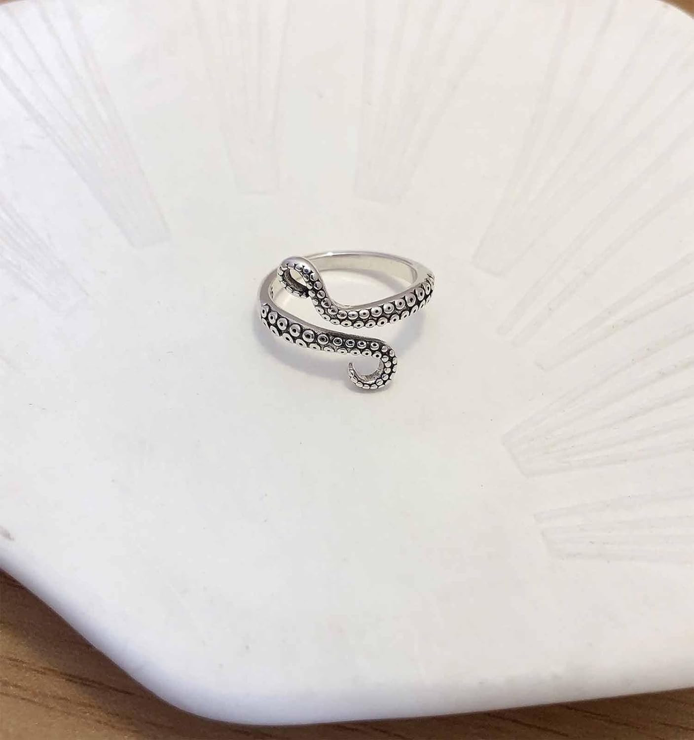 925 Sterling Silver Octopus Sea Monster Squid Kraken Open Adjustable Ring For…