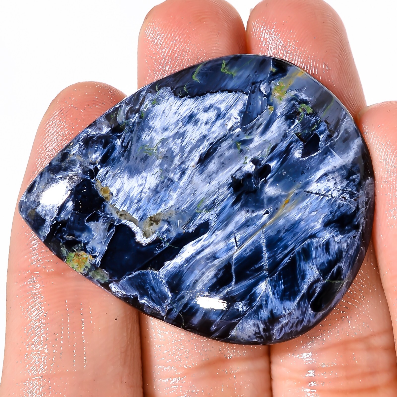 58.65Ct A+ Natural Gray Pietersite Pear Cabochon 35x42x6mm , Pietersite Gemstone