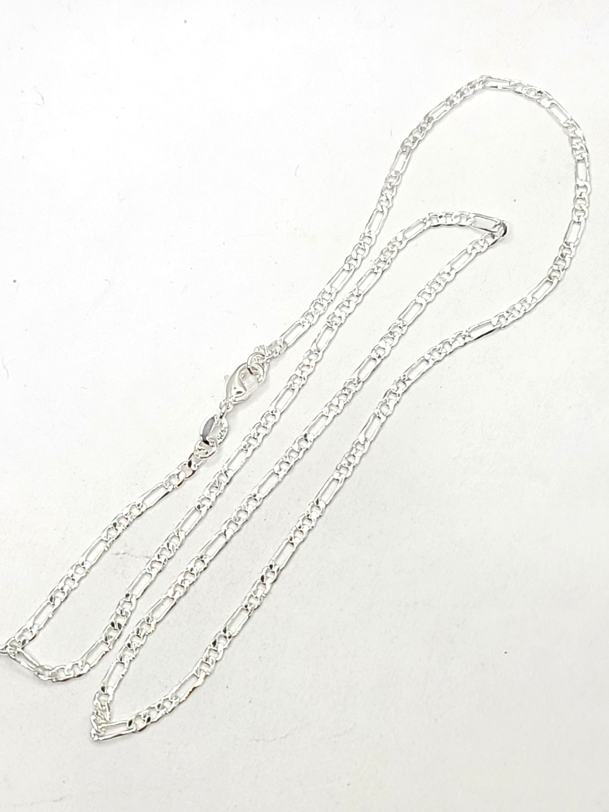 Mens .925 Sterling Silver Flat Figaro Link Chain Necklace 2.5mm – 20 inches