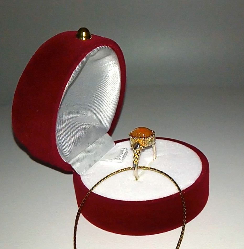 🔥🔥🔥Exclusive TOP FIRE OPAL Ring in Silver and Gold, Size 17.75 – UNIQUE