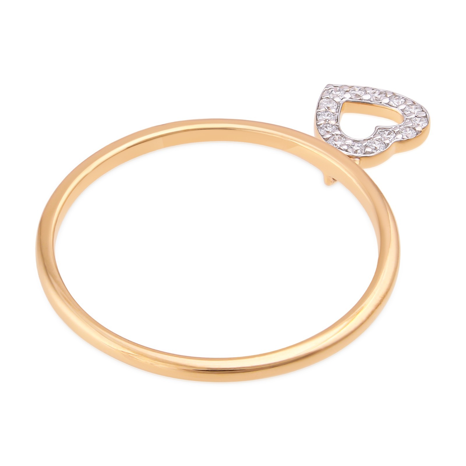 0.08 CT Lab Grown Diamond Pave Heart Charm Dangle Ring 925 Sterling Silver Gift