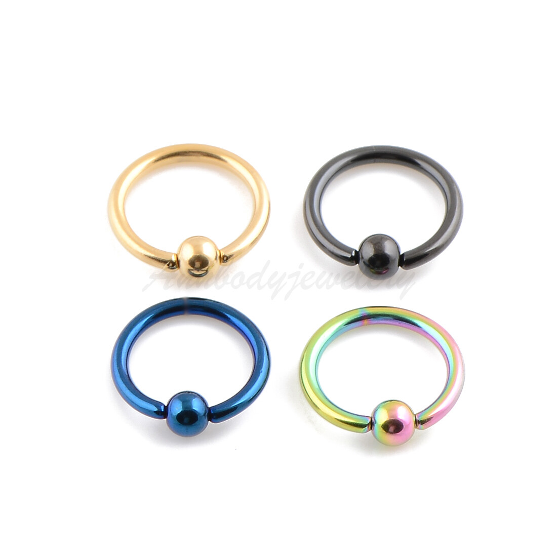 14G 3/8″ 16G 5/16″ Closure Ball Titanium Plated Steel Captive Bead Rings