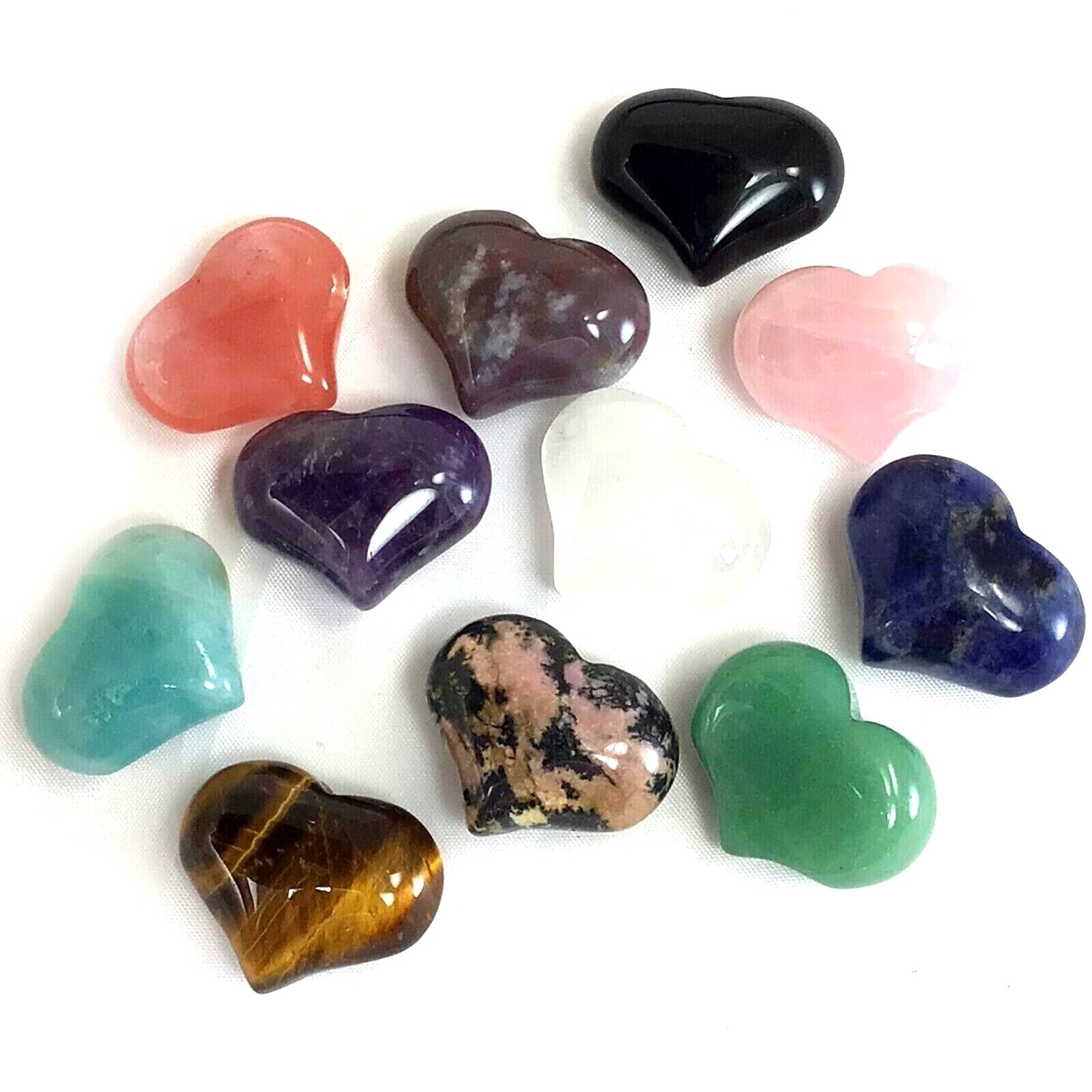 Carving Heart Stone Healing Crystal Decor,Energy Love,Rose Quartz,Rhodonite 25mm