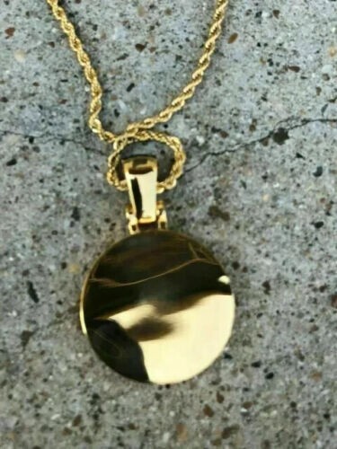 3Ct Round Cut Lab-Created Black Diamond Mercedes Pendant 14K Yellow Gold Plated