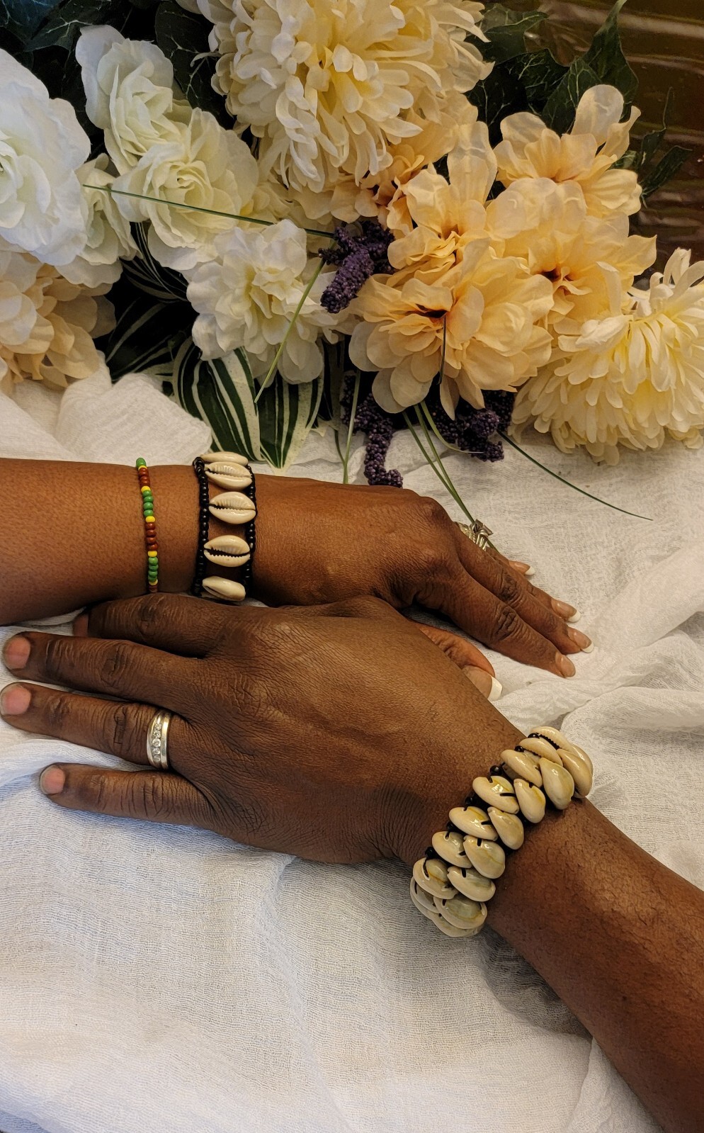 Double-Row Cowrie Shell Bracelet