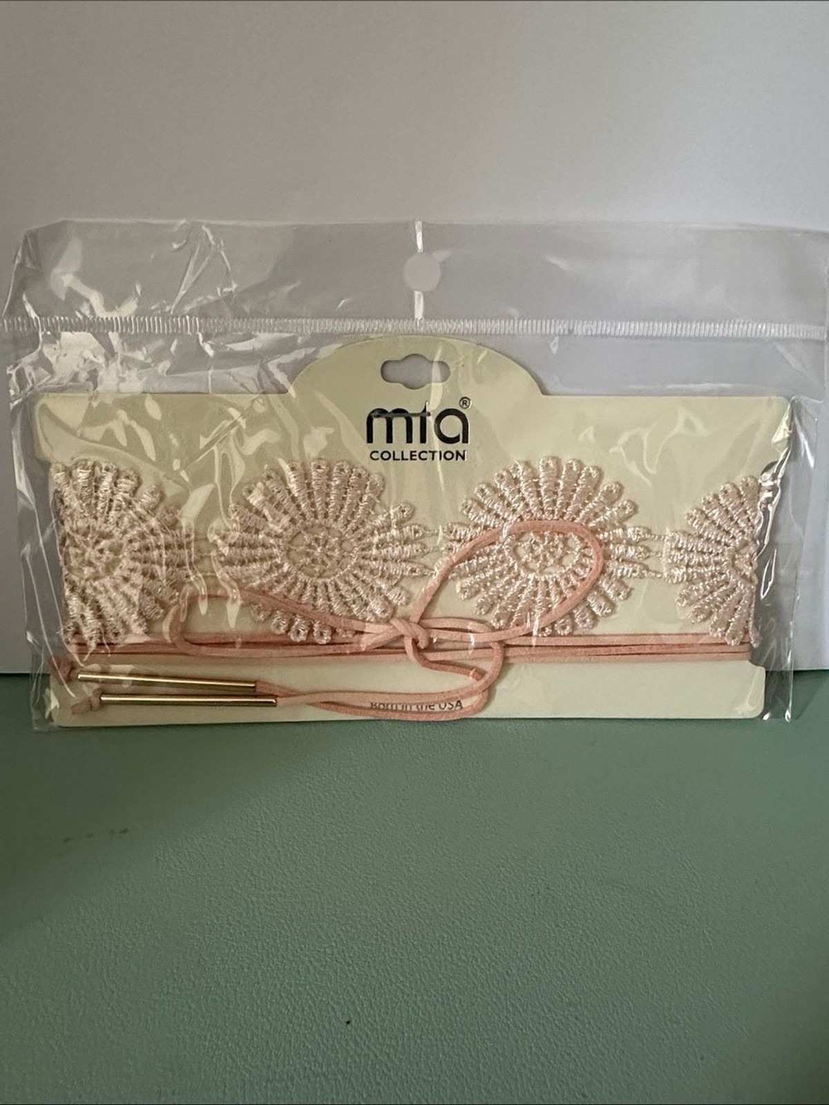 MIA Pink Crochet Floral Tie Belt with Gold-Tip Accents