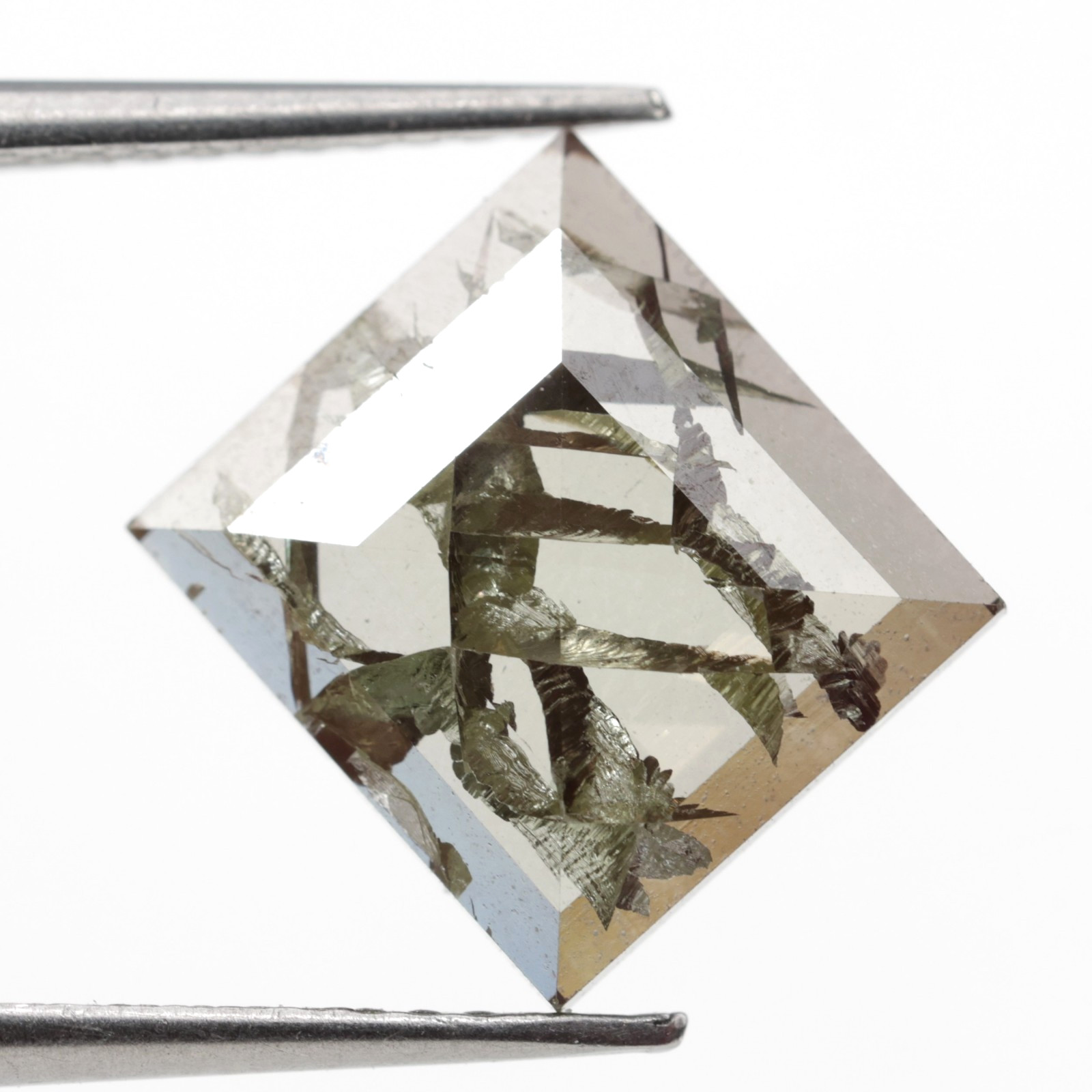 2.69Ct Square Cut Diamond Greenish-Grey Colored Diamond Use For Engagement Ring