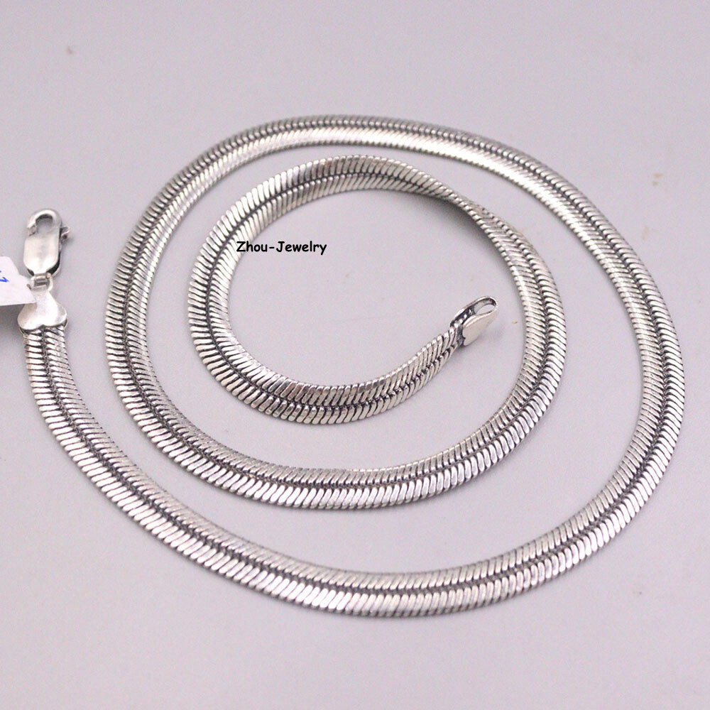 Solid 925 Sterling Silver Necklace 6mm Snake Curb Link Chain 34-35g 19.6inch