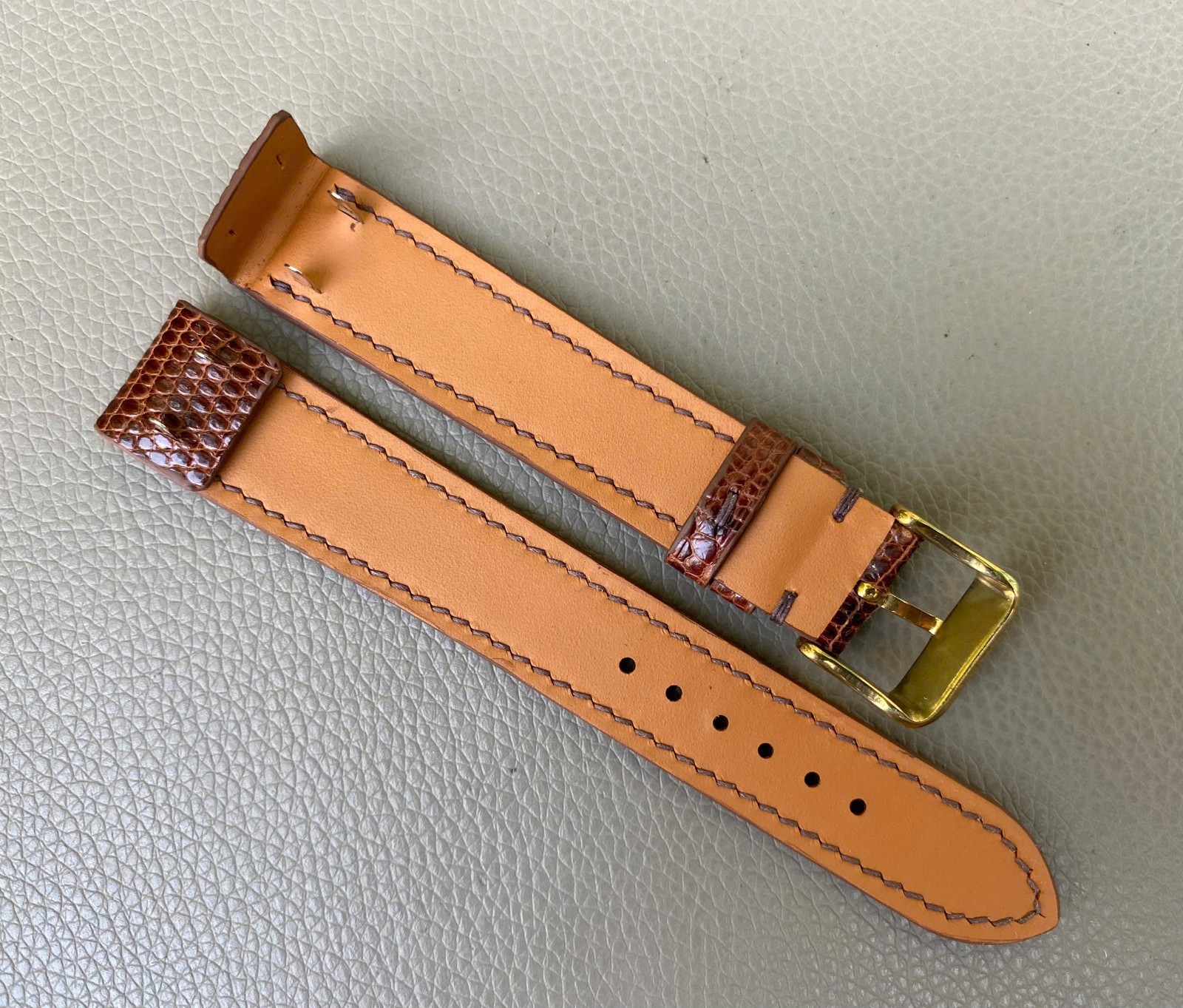 Open Ended Brown Genuine Lizard Leather Watch Strap size 12 13 14 15 16 17..26mm