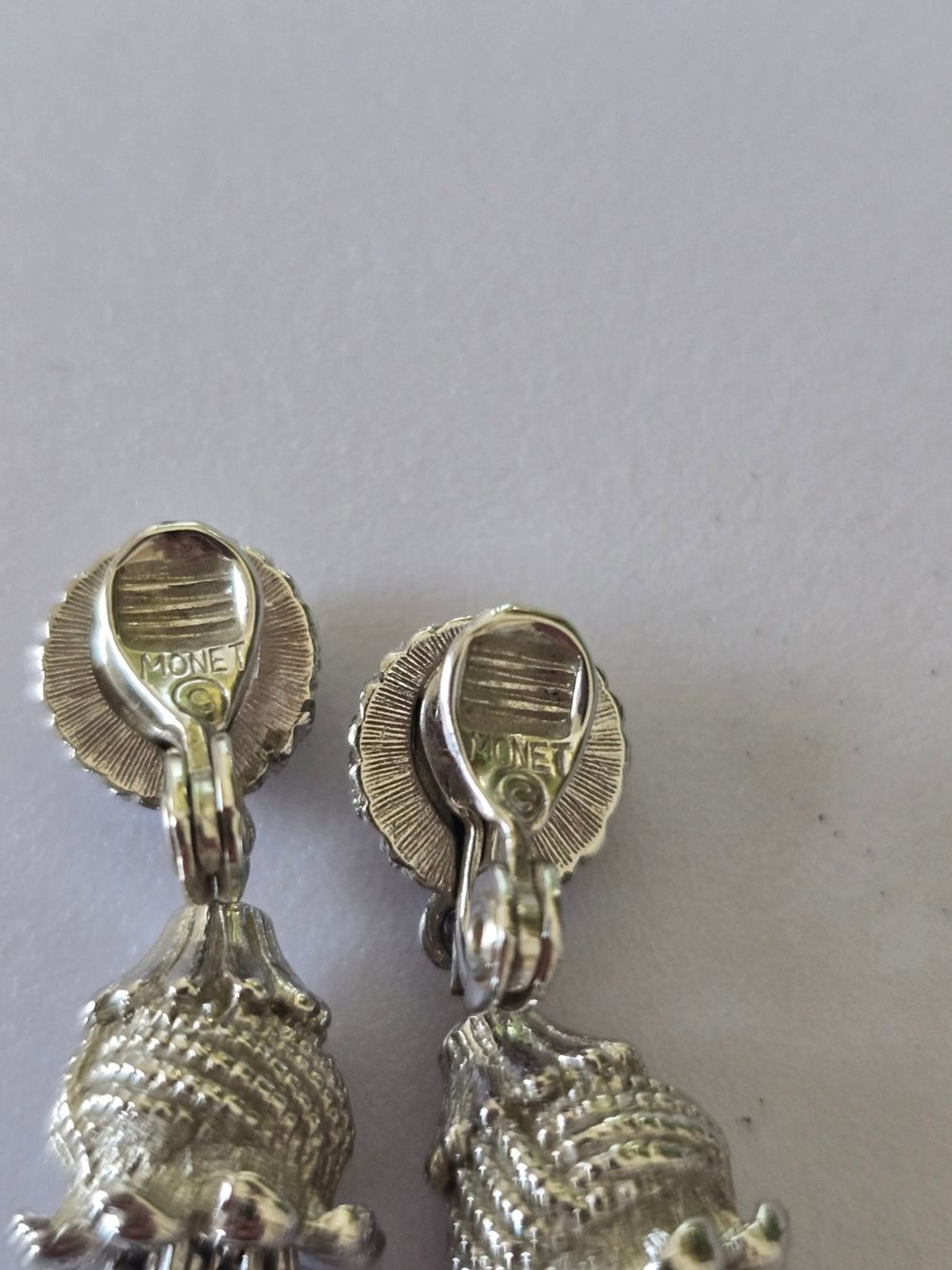 Vintage Monet Silver Tone 3 Piece Jewelry Set Necklace Clip On Earrings Bracelet