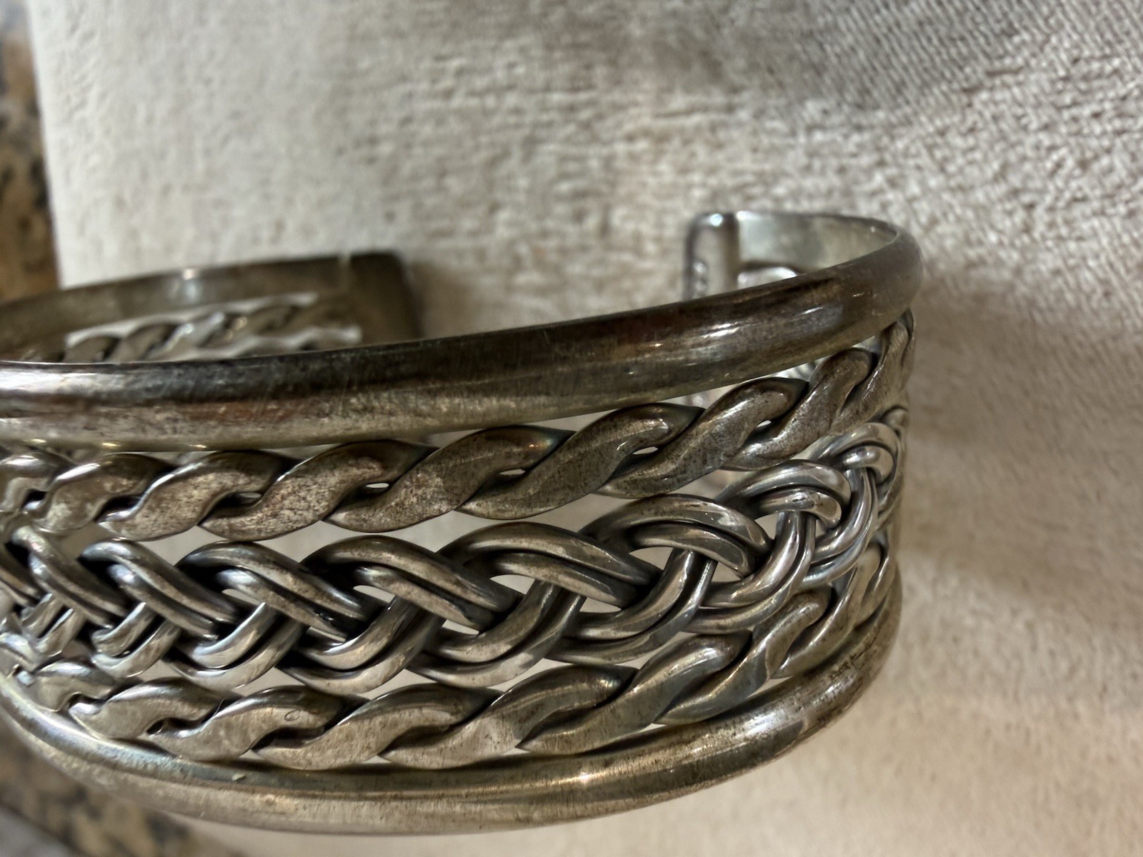Braided Cuff Bracelet Mexico Sterling Silver 925 Size 7 Vintage